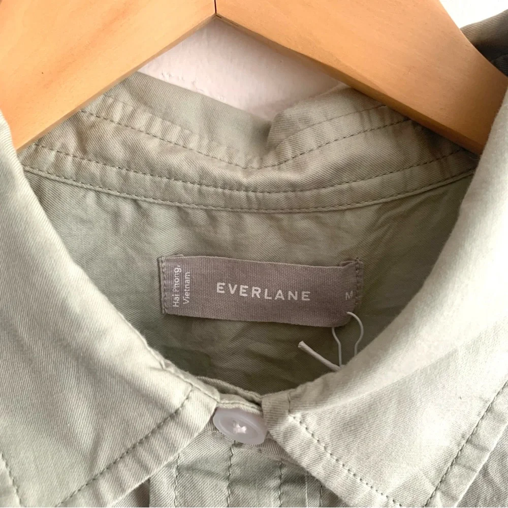 New Everlane The Silky Cotton Way Short Shirt in Laurel Green Size Medium - Picture 6 of 13